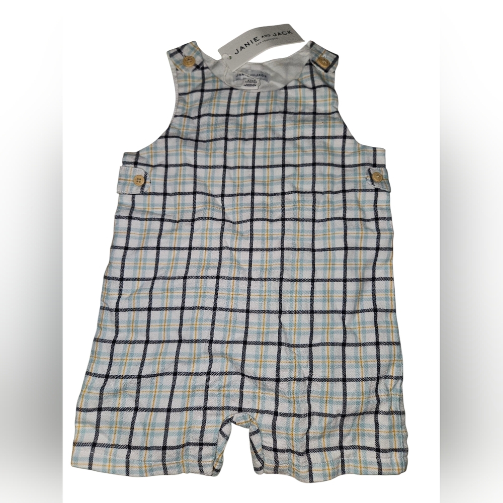 Janie and Jack One Piece Romper merchant marine plaid